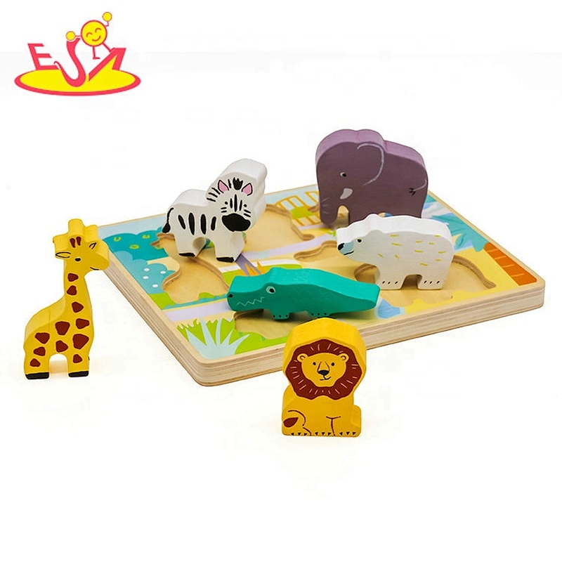 2019 New sale educational wooden animal puzzle games for kids W14D089