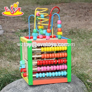 Wholesale educational games toddlers wooden whale toy bead car W11B148