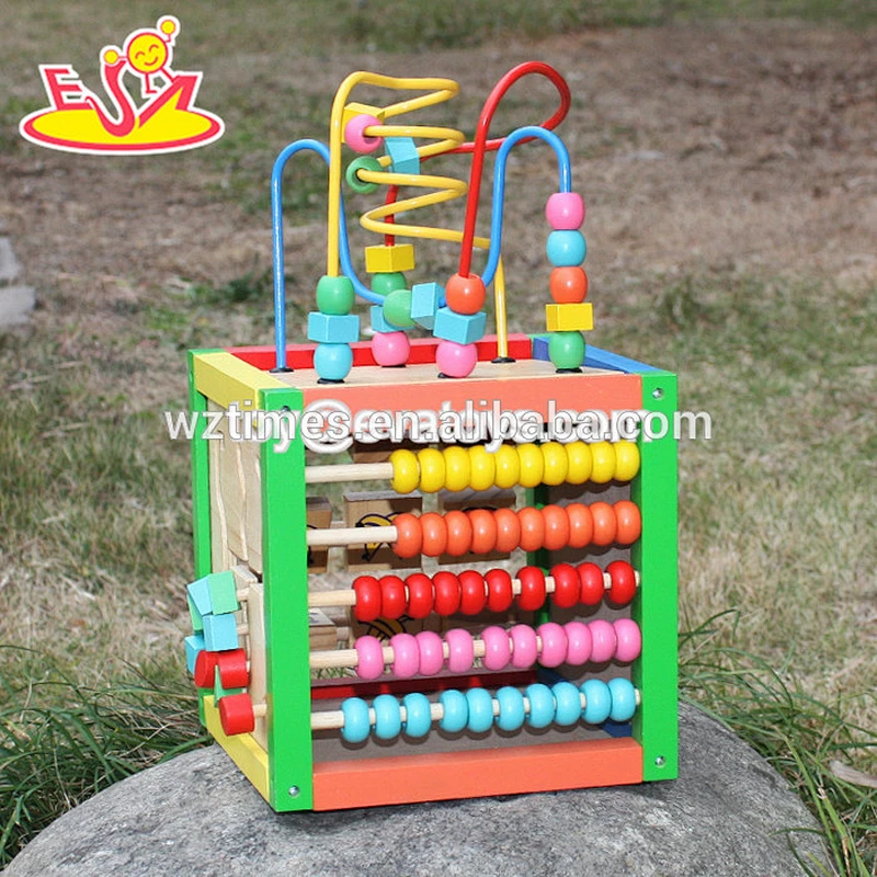 Wholesale educational games toddlers wooden whale toy bead car W11B148