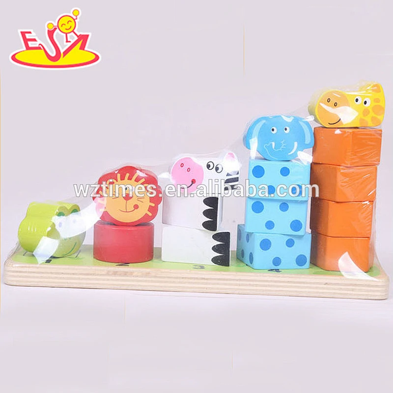 2018 New design wooden baby stacking toys funny wooden stacking rings toys educational wooden stacking toys for toddlers W13D113