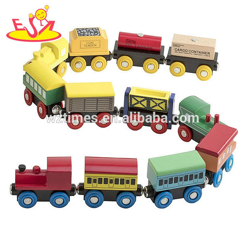 Wholesale interesting wooden multi model magnetic train parts toy for children W04A369