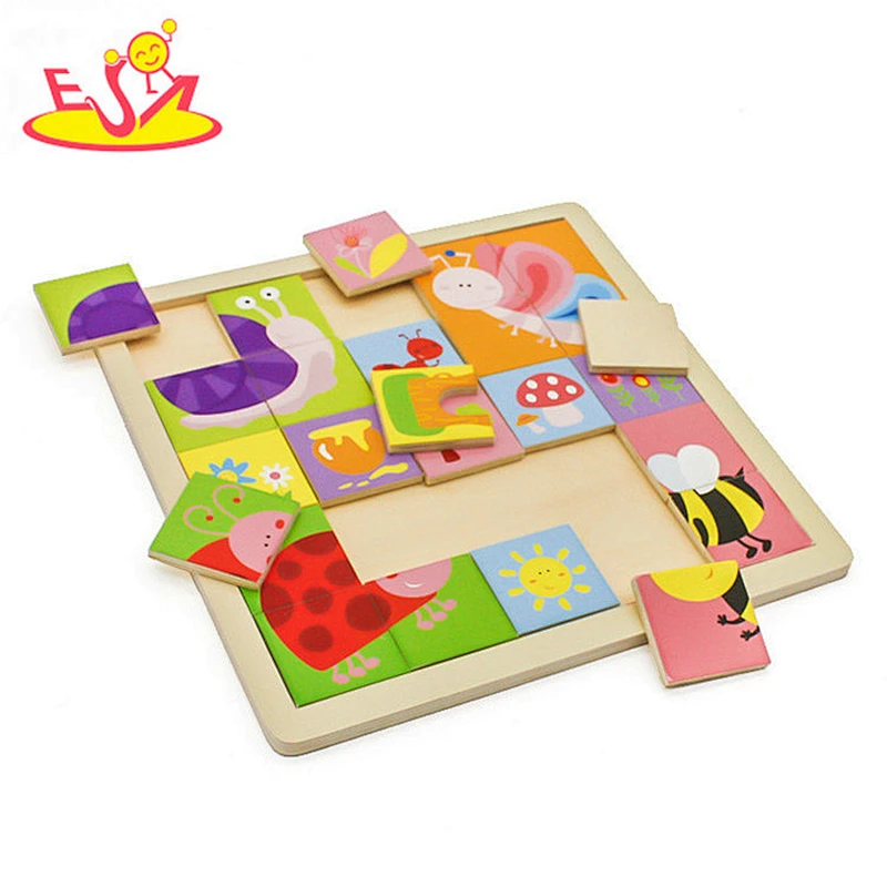 New design cartoon animal wooden jigsaw board for kids W14C257