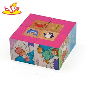 2019 New design 6 sided wooden block cube puzzle for kids W14F062
