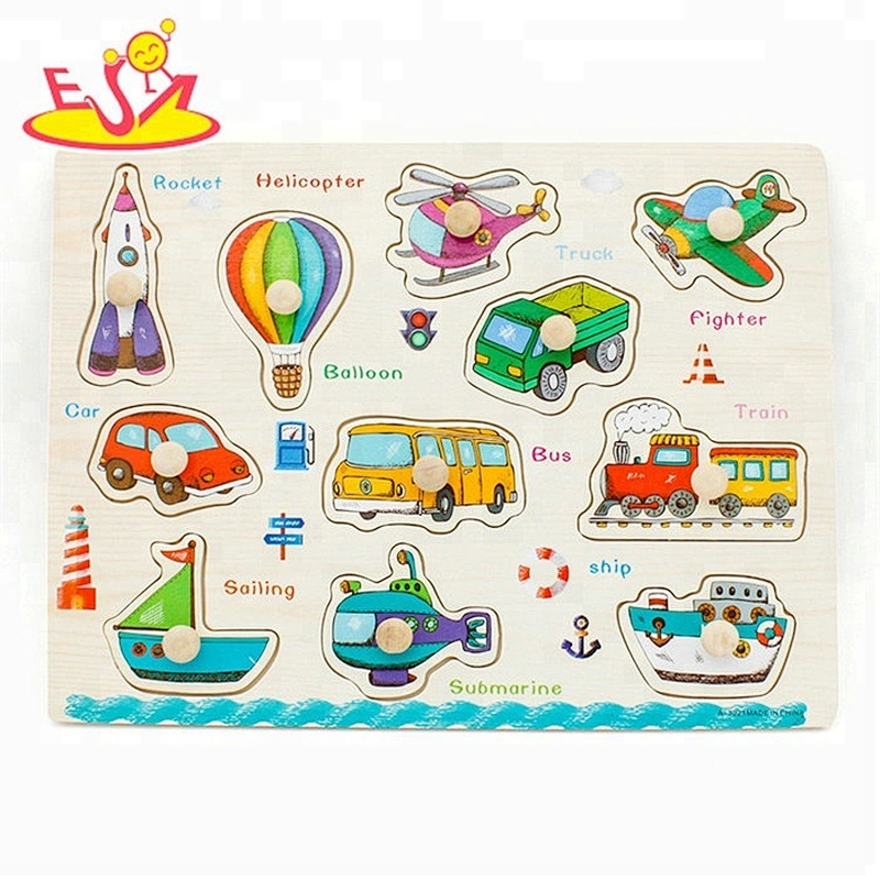 New arrival kids educational wooden shape puzzle with pegs W14M147