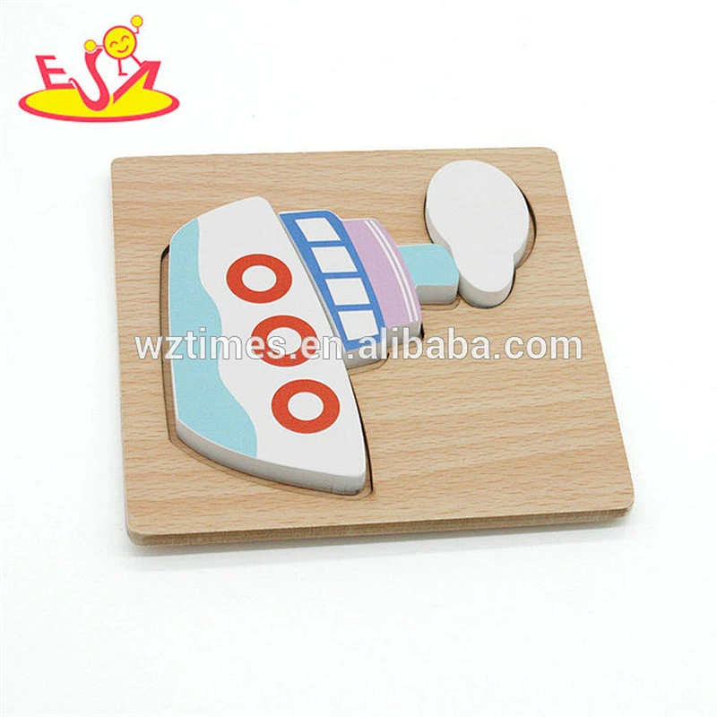 Wholesale wonderful ship shape jigsaw toy wooden 3d puzzle for toddlers W14D036