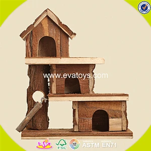 2018 New design wooden hamster pet house mini wooden hamster pet house W06F017