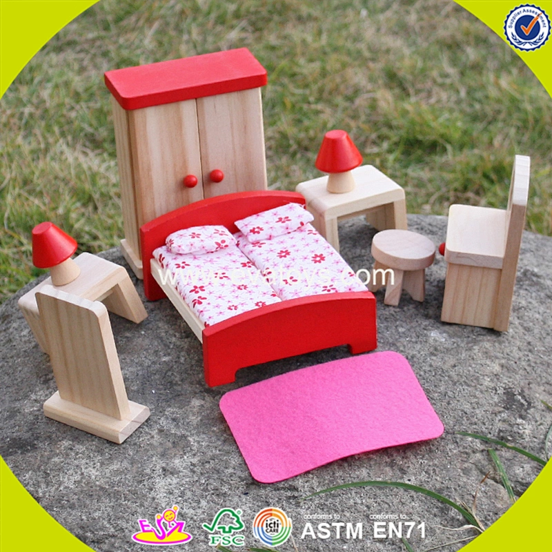 New design mini wooden toy house furniture for dollhouse W06B053