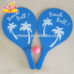 Wholesale pretty flowers pattern wooden beach paddle ball for outdoor game W01A098