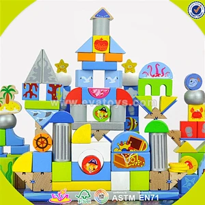 Wholesale top quality wooden baby building blocks toy colorful wooden baby building blocks toy for practical ability W13A073