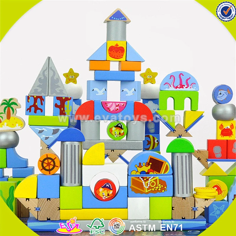 Wholesale top quality wooden baby building blocks toy colorful wooden baby building blocks toy for practical ability W13A073