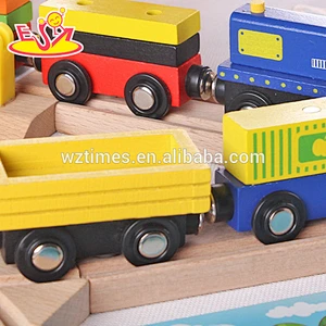 2018 Wholesale preschool toddlers wooden train tracks toys 108 pcs wooden train tracks toys W04C066