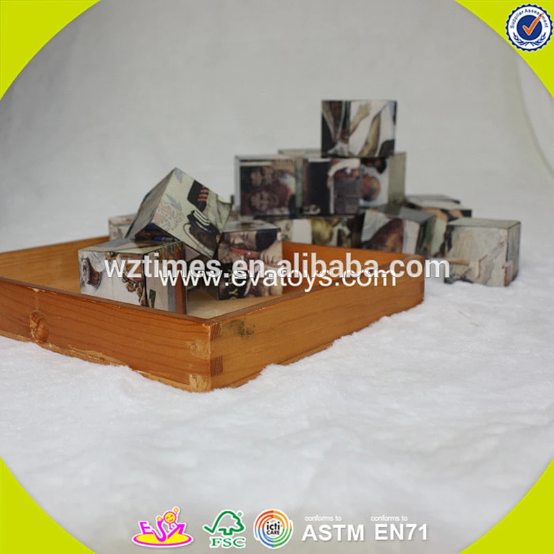 Wholesale baby wooden puzzle cube game for education W14F055