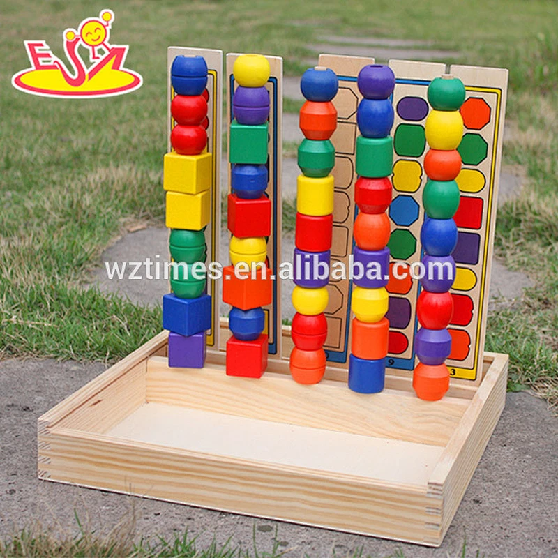 Wholesale early learning math toy wooden stacking blocks toy play fun for kis W13D074