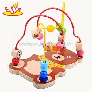 2018 wholesale cheap wooden bead toys for toddlers new design bear shape wooden bead toys for toddlers W11B139