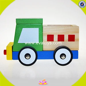 2018 Cheapest funny wooden garbage truck toy for kids W04A136