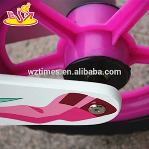 wholesale high quality children wooden pink balance bike cheap kids wooden pink balance bike W16C126