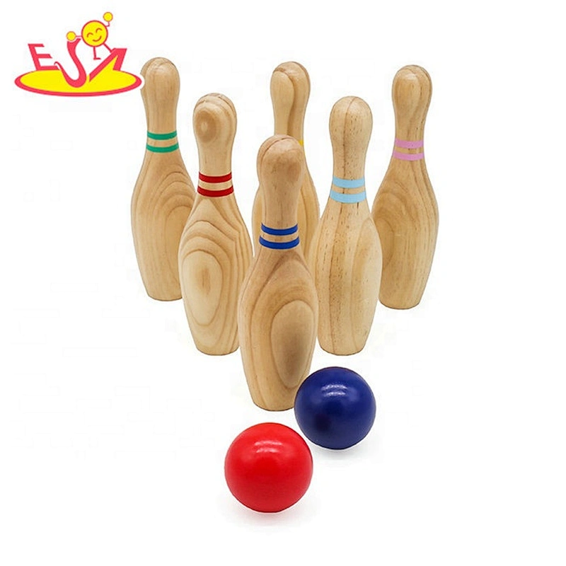 2019 New arrival sports toy wooden kids bowling set for wholesale W01D022