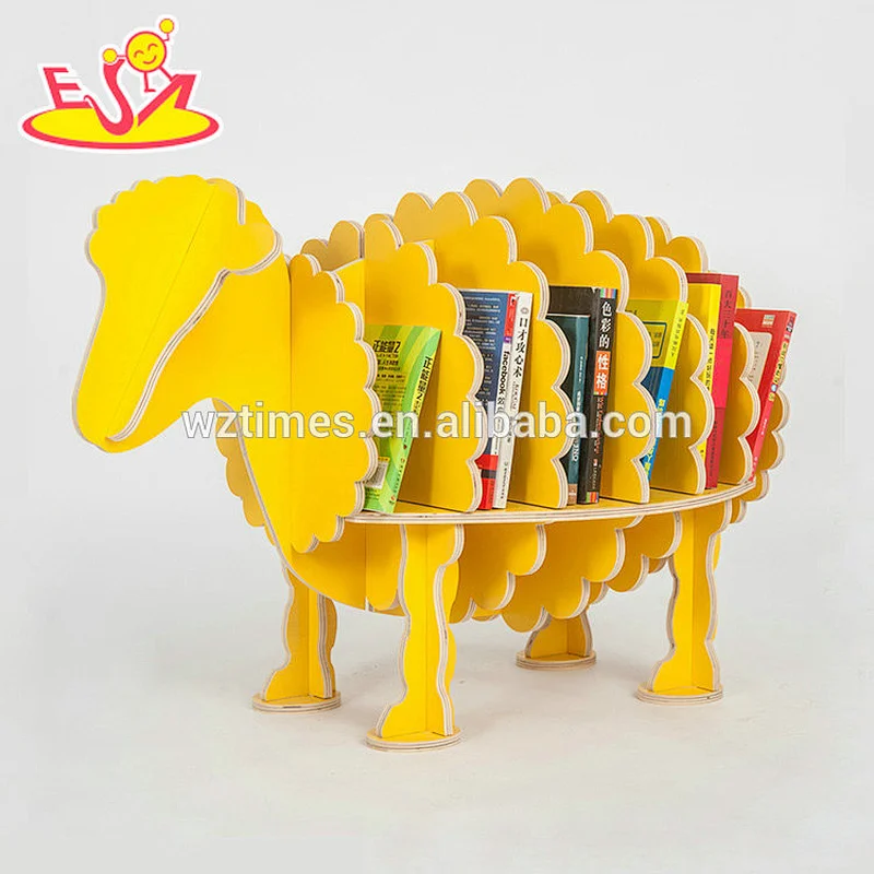 Wholesale top fashion wooden sheep shape art bookshelf as coffee shop W08D070