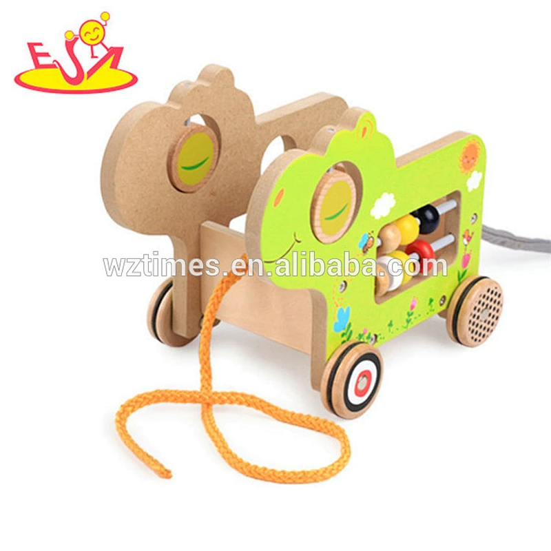 Reizendes multifunktionales hölzernes Tierentwurfsdruckstoßspielzeug für Baby W05B166