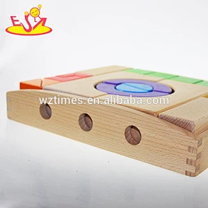 Wholesale colorful wooden building bricks toy funny multi shape wooden construct bricks toy W13A064