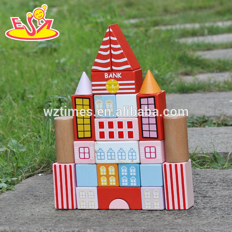 2018 New design 25 pieces educational kids wooden toy blocks for preschoolers W13A124