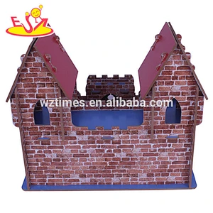 wholesale high quality baby wooden castle toy hot sale kids wooden castle toy W06A125