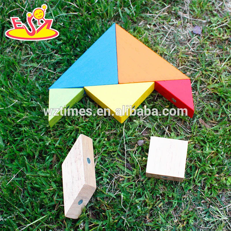 2018 new design kids wooden magnetic tangram fashion children wooden magnetic tangram baby wooden magnetic tangram W13A096