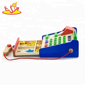 wholesale role play wooden cash register toy popular children wooden cash register for education W10A007