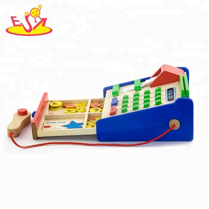 wholesale role play wooden cash register toy popular children wooden cash register for education W10A007