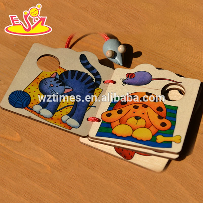 wholesale top fashion colored kids wooden educational book for sale W12E010