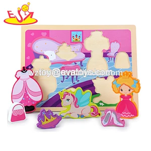 2018 Wholesale education toy wooden animals shape puzzle toys to build kids cognitive ability W14D053
