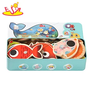 Top quality educational wooden magnetic fishing pole for children W01A342