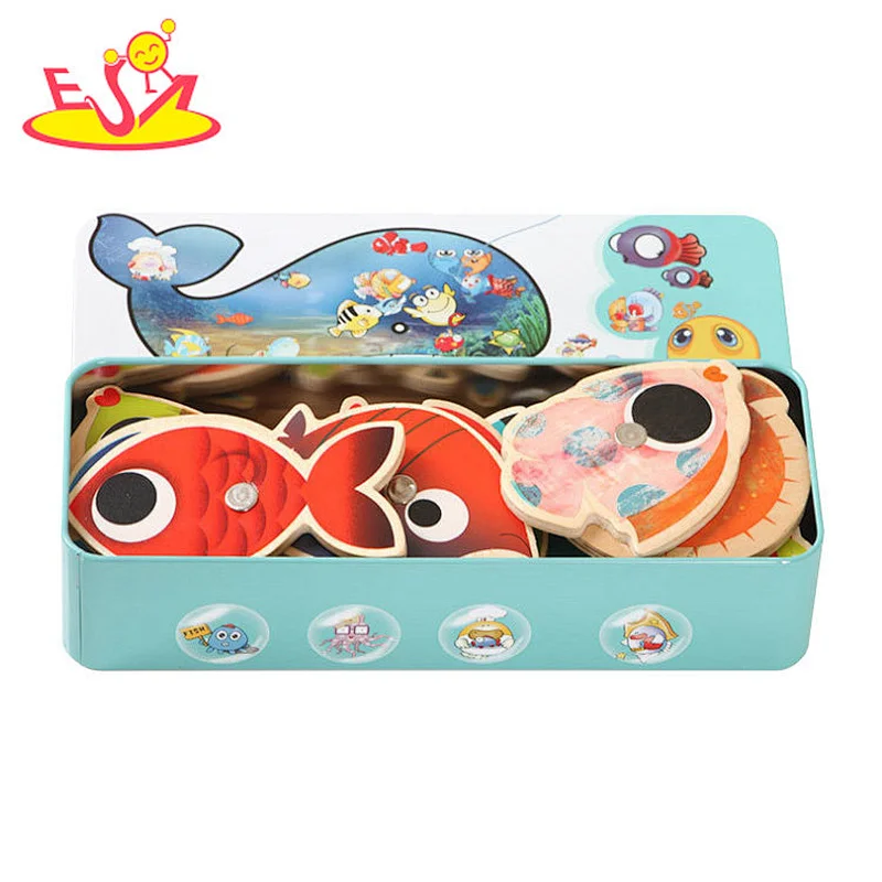 Top quality educational wooden magnetic fishing pole for children W01A342