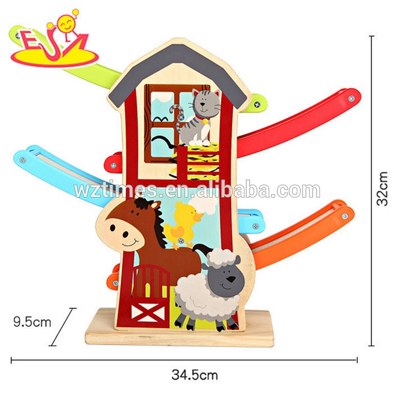 2018 wholesale cheap wooden marble runs toys for kids W04E026