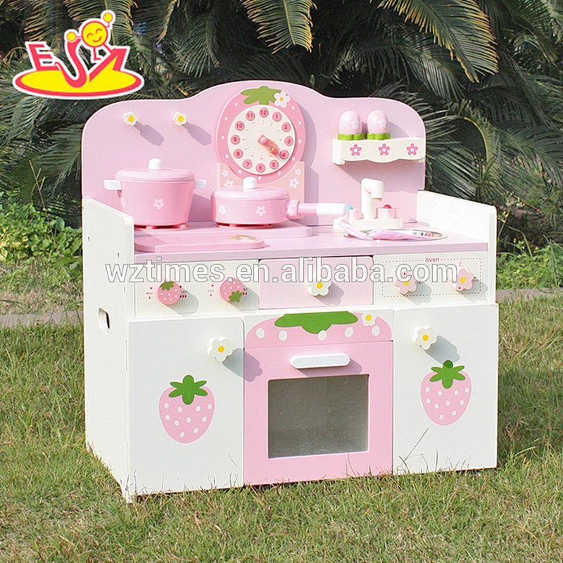 2018 New Design wooden pink kitchen toy baby wooden pink kitchen toy children wooden pink kitchen toy W10C148