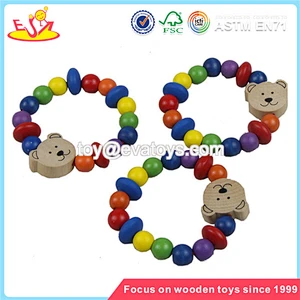 Wholesale colorful wooden toddler rattle toy musical teaching aid wooden toddler rattle W08K008