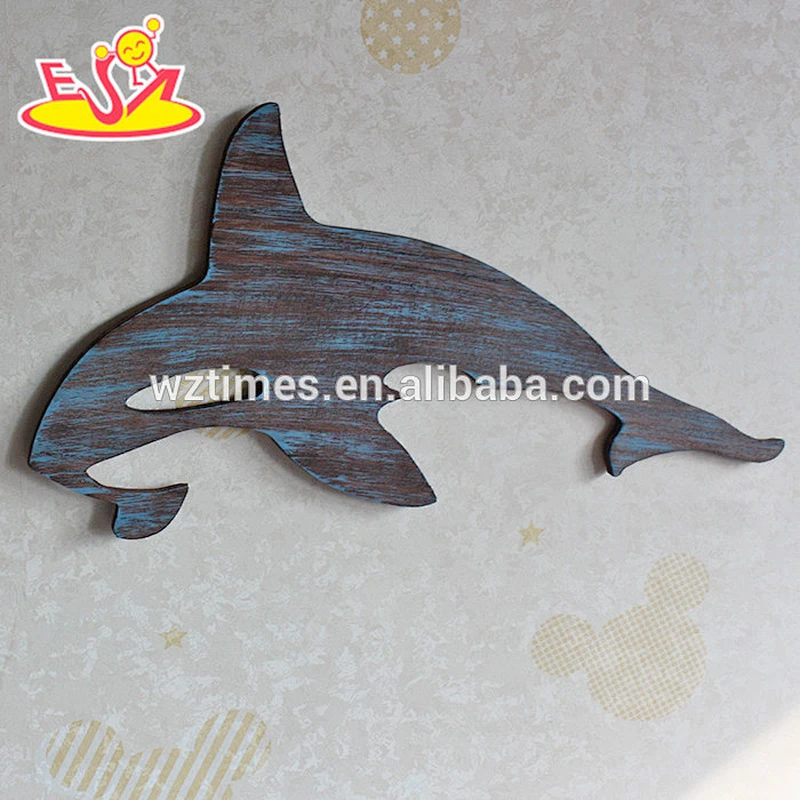 2018 New design home decorations wooden wall hanging top fashion whale shape wooden wall hanging W09D016
