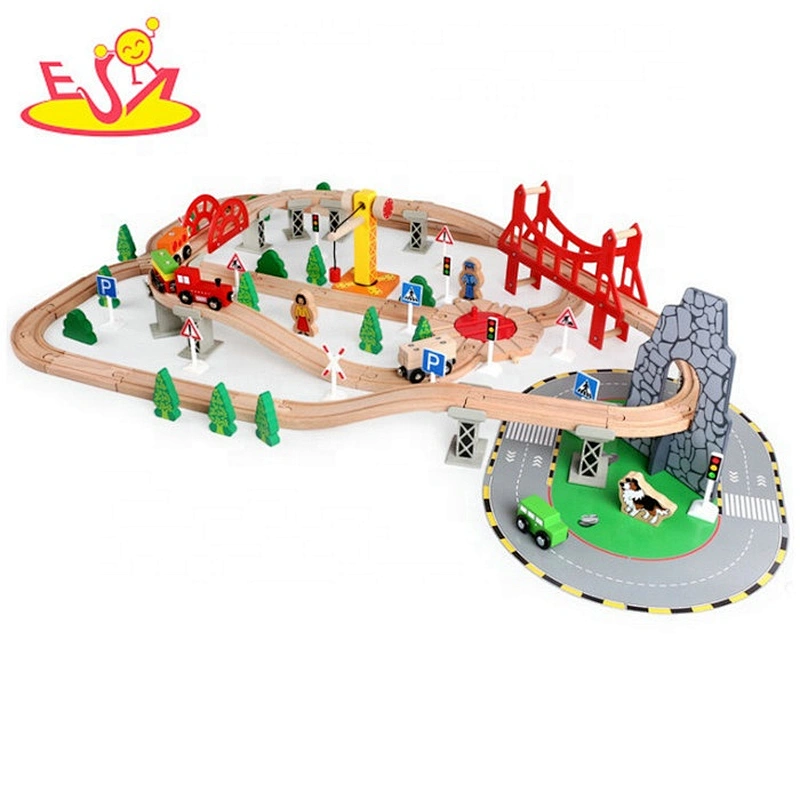 Promotion educational 100PC wooden train set for children W04C174