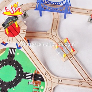 2018 Wholesale preschool toddlers wooden train tracks toys 108 pcs wooden train tracks toys W04C066