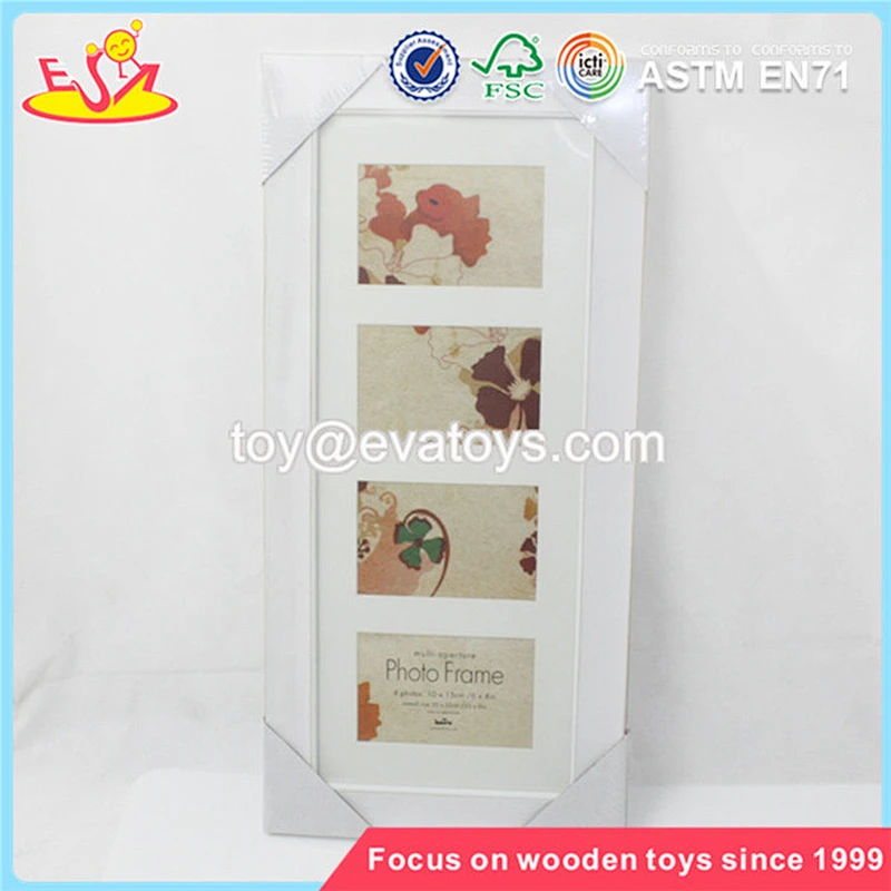 Wholesale brand new beautiful household white wooden hanging photo frame W09A028