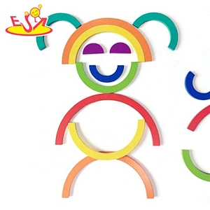 2019 New design educational puzzle wooden rainbow jigsaw for children W14A220