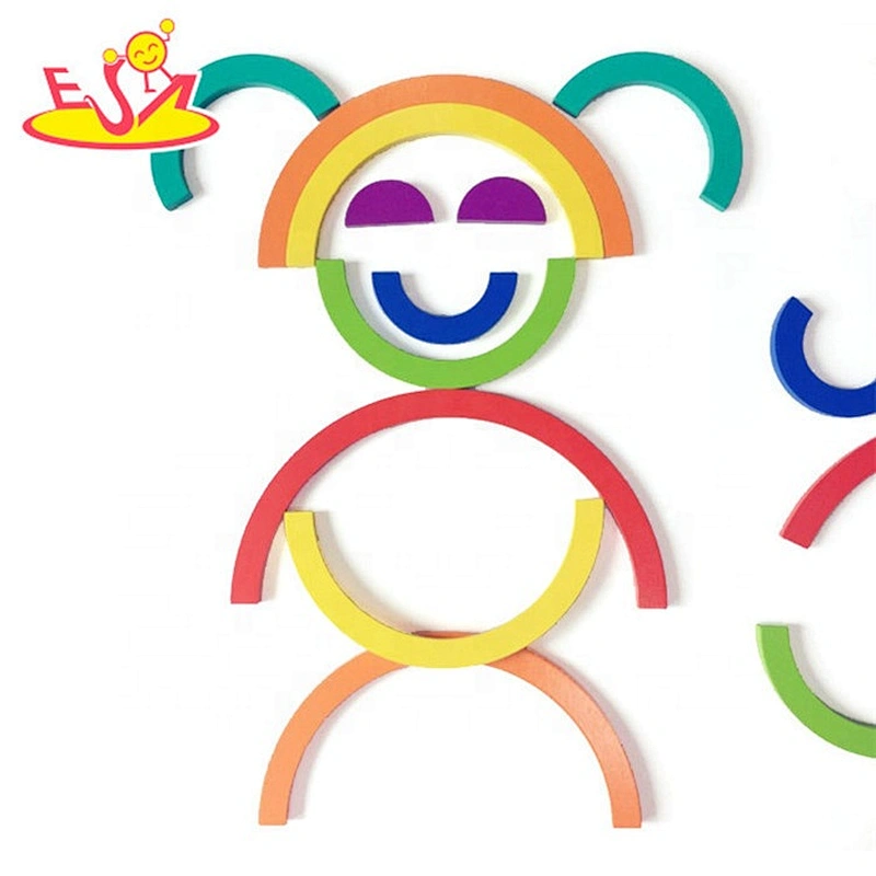 2019 New design educational puzzle wooden rainbow jigsaw for children W14A220
