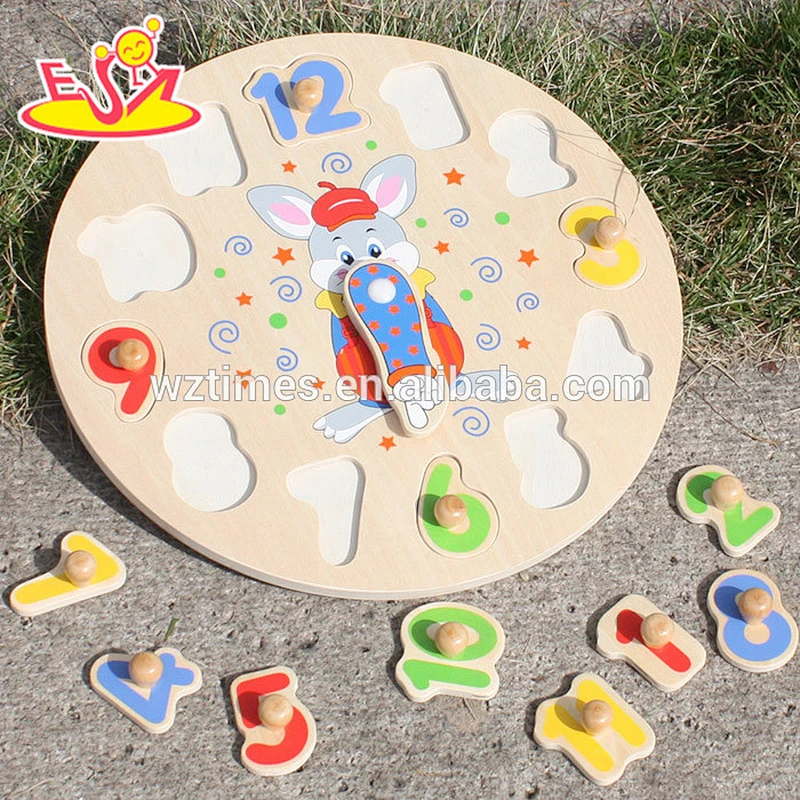new fashion kids educational wooden clock toy for wholesale W14K001