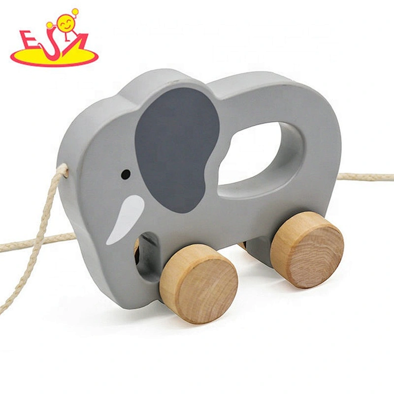 high quality children wooden elephant drag toy for wholesale W05B084
