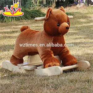 2018 New design wooden plush rocking horse children wooden plush rocking horse baby wooden plush rocking horse W16D073