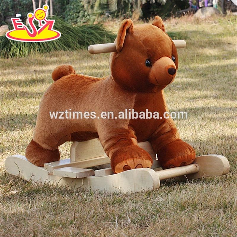 2018 New design wooden plush rocking horse children wooden plush rocking horse baby wooden plush rocking horse W16D073