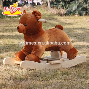 2018 New design wooden plush rocking horse children wooden plush rocking horse baby wooden plush rocking horse W16D073