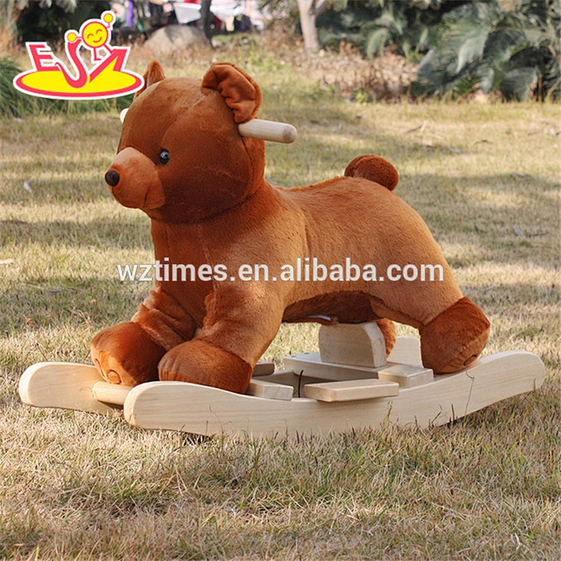 2018 New design wooden plush rocking horse children wooden plush rocking horse baby wooden plush rocking horse W16D073