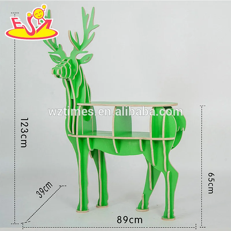 Wholesale beautiful wooden elk shaped bookshelf as decorative store for sale W08D069