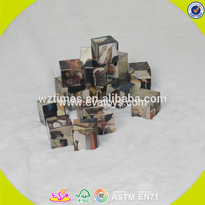 Wholesale baby wooden puzzle cube game for education W14F055
